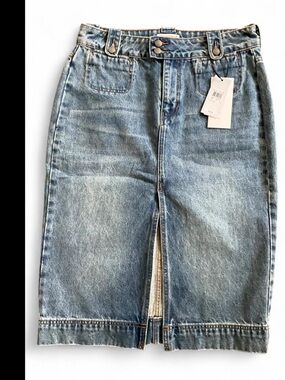 Guess originals Classic Light Wash Denim Midi Skirt with Front Slit